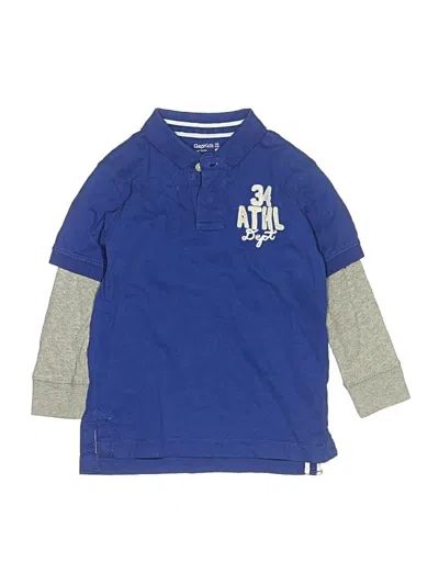 Pre-owned Gap Kids' Long Sleeve Polo Shirt In Blue