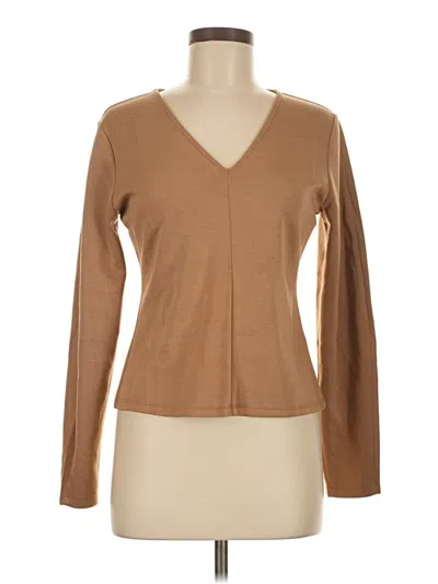 Pre-owned Gap Long Sleeve Top Brown V Neck Tops