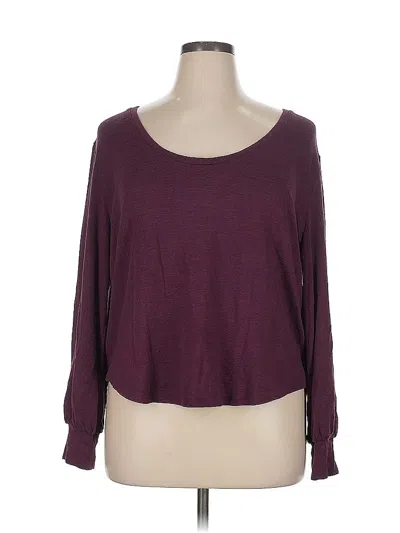 Pre-owned Gap Long Sleeve Top Burgundy Scoop Neck Tops