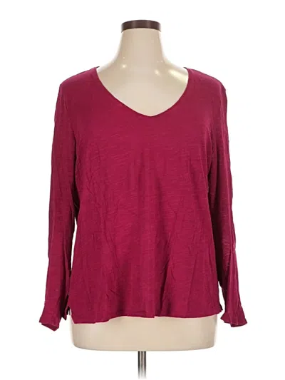 Pre-owned Gap Long Sleeve Top Burgundy V Neck Tops