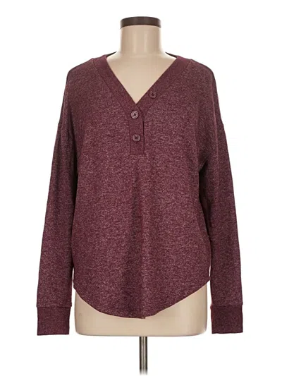 Pre-owned Gap Long Sleeve Top Burgundy V-neck Tops