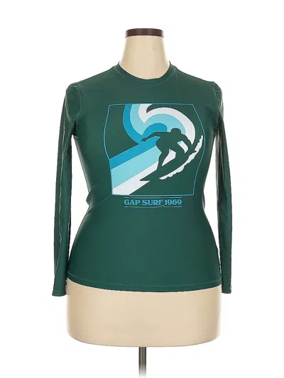 Pre-owned Gap Long Sleeve Top Green Crew Neck Tops