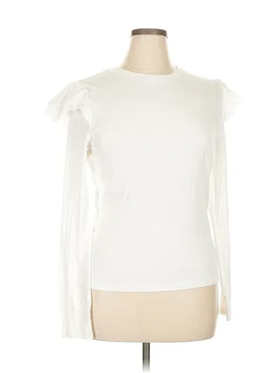 Pre-owned Gap Long Sleeve Top Ivory One Shoulder Neckline Tops In White
