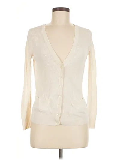 Pre-owned Gap Long Sleeve Top Ivory Plunge Neckline Tops In White