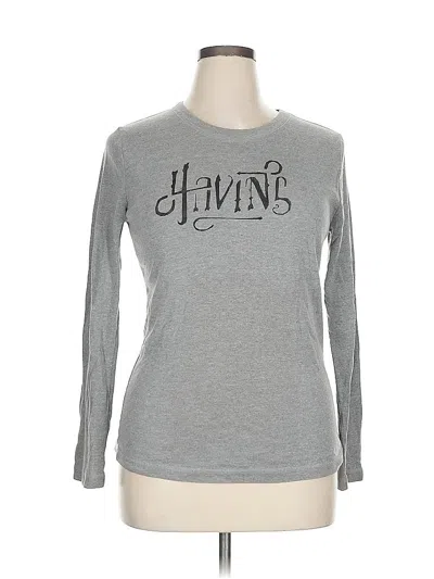 Pre-owned Gap Long Sleeve Top Silver Crew Neck Tops