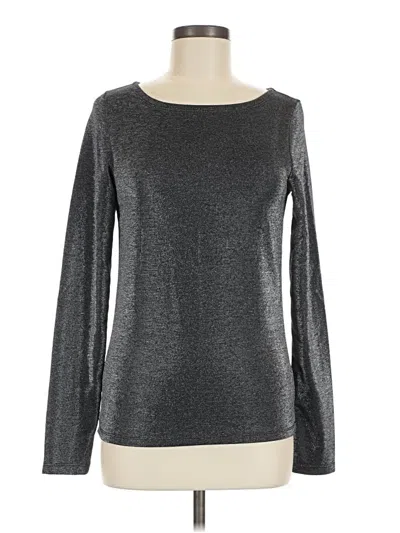 Gap Long Sleeve Top Silver Metallic Pattern Boatneck Tops