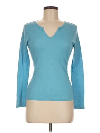 Pre-owned Gap Long Sleeve Top Teal V Neck Tops In Blue