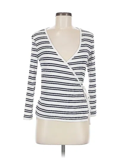Pre-owned Gap Long Sleeve Top White Plunge Neckline Tops