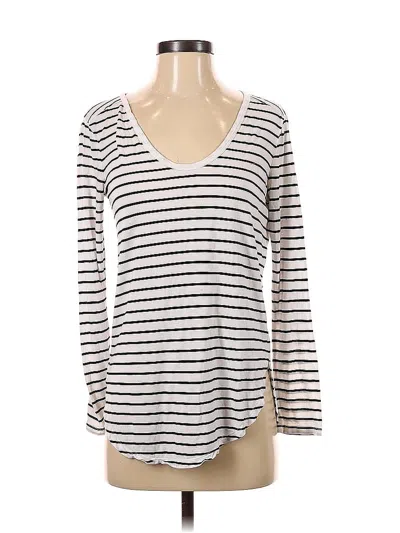 Pre-owned Gap Long Sleeve Top White V Neck Tops