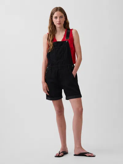 Gap Loose Denim Shortalls In Black