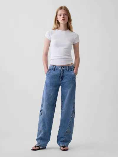 Gap Low Rise '90s Loose Cargo Jeans In Blue