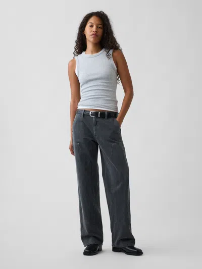 Gap Low Rise '90s Loose Double-knee Carpenter Pants In Black