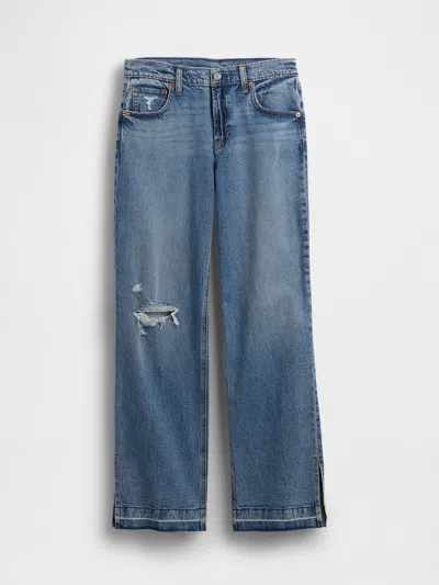 Gap Low Rise '90s Loose Split-hem Jeans In Blue