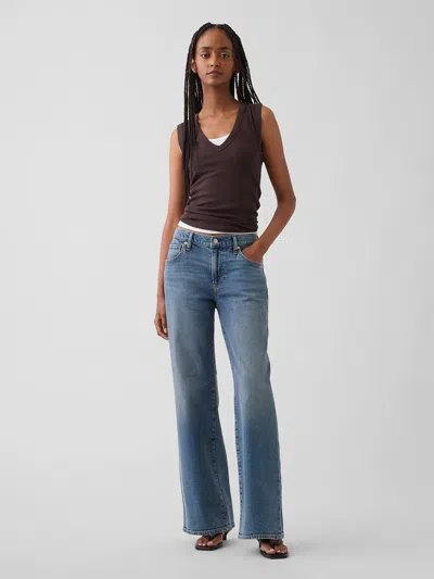 Gap Low Rise Baggy Flare Jeans In Medium Wash