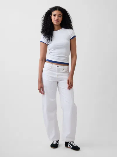 Gap Low Rise Barrel Jeans In White