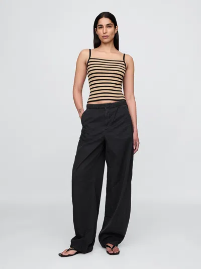 Gap Low Rise Barrel Parachute Pants In Black