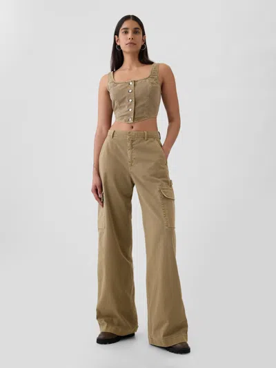 Gap Low Rise Cargo Baggy Khakis In Hayes Brown