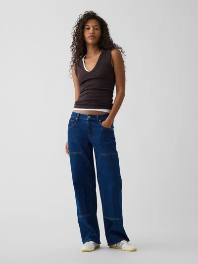 Gap Low Rise Double-knee '90s Loose Jeans In Dark Wash