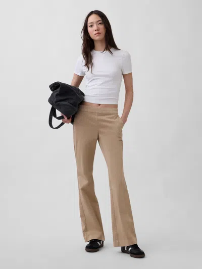 Gap Low Rise Fitted Flare Khakis In Neutral