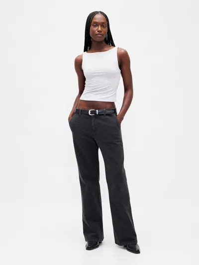 Gap Low Rise Flare Khakis In Black