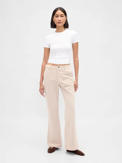 Gap Low Rise Flare Khakis In Brown