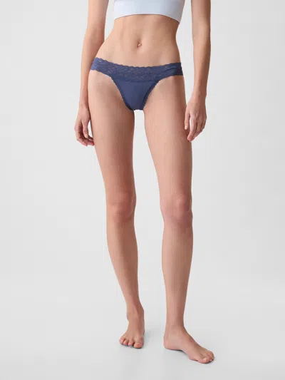 Gap Low Rise Lace Thong In Quiet Blue