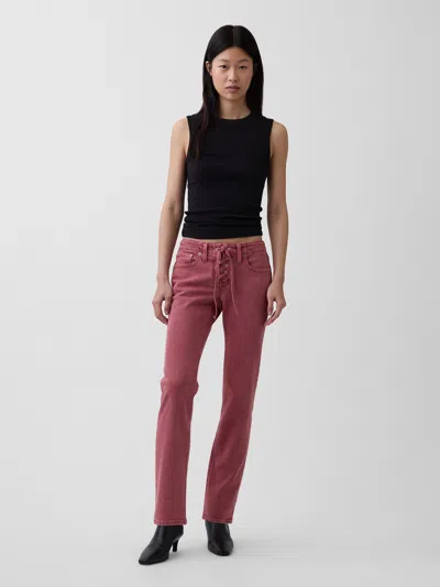 Gap Low Rise Lace-up '90s Slim Straight Jeans In Pink