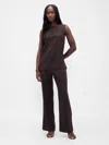 Gap Low Rise Linen-blend Flare Pants In Brown