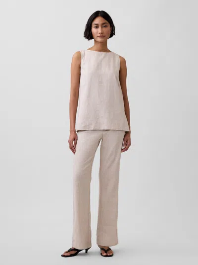 Gap Low Rise Linen-blend Flare Pants In Neutral