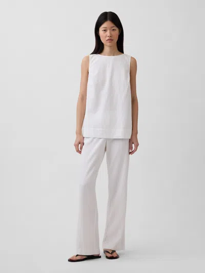 Gap Low Rise Linen-blend Flare Pants In White