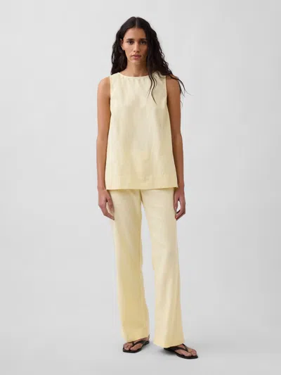 Gap Low Rise Linen-blend Flare Pants In Yellow