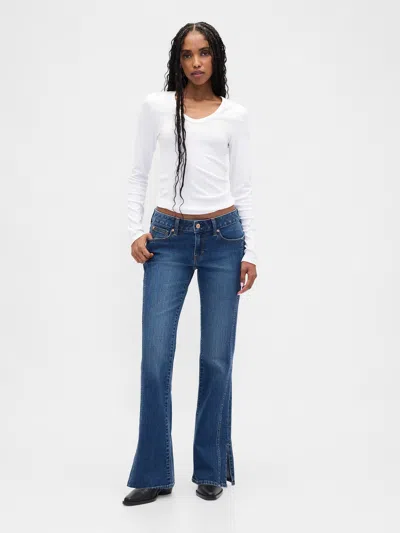 Gap Low Rise Long & Lean Seamed Split-hem Jeans In Blue