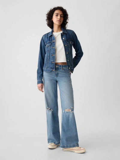 Gap Low Rise Stride Wide-leg Jeans In Light Indigo