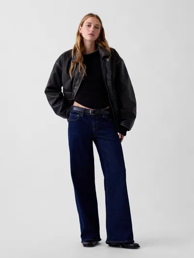 Gap Low Rise Stride Wide-leg Jeans In Black