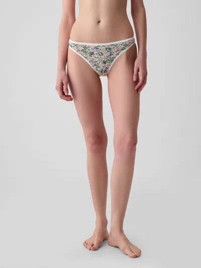 Gap Low Rise Thong In Pink & Green Floral