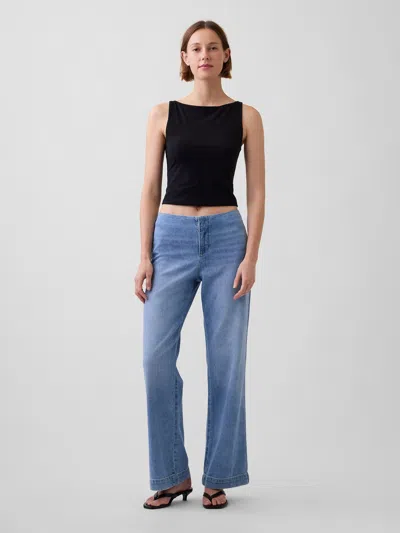Gap Low Rise Ultrasoft Flare Jeans In Light Wash Indigo