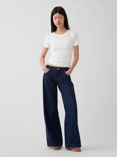 Gap Low Rise Ultrasoft Stride Wide-leg Jeans In Dark Wash