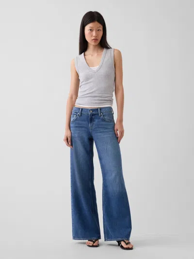 Gap Low Rise Ultrasoft Stride Wide-leg Jeans In Blue