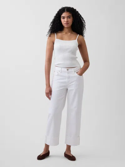 Gap Low Slung Relaxed Crop Jeans In White