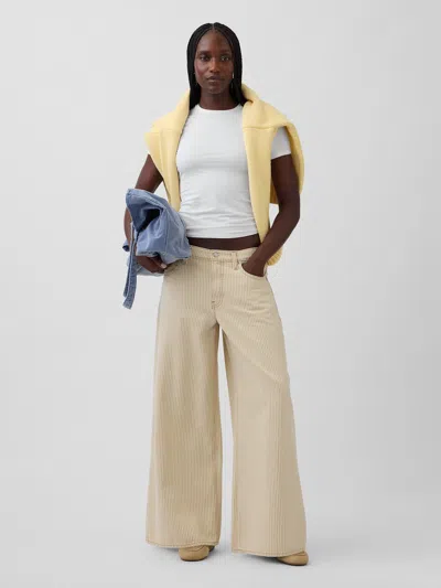 Gap Low Slung Stripe Extra Baggy Jeans In Brown