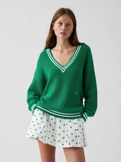 Gap × Malbon 100% Cotton Oversized Sweater In Green Heath