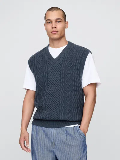 Gap × Malbon Cable-knit Sweater Vest In Blue