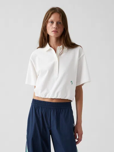 Gap × Malbon Cinch Crop Polo Shirt Shirt In Off White