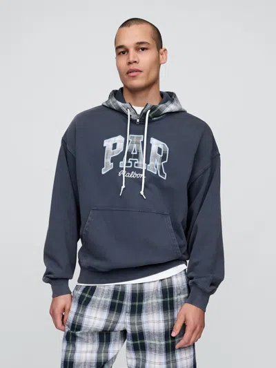 Gap × Malbon Heavyweight French Terry Logo Hoodie In Blue