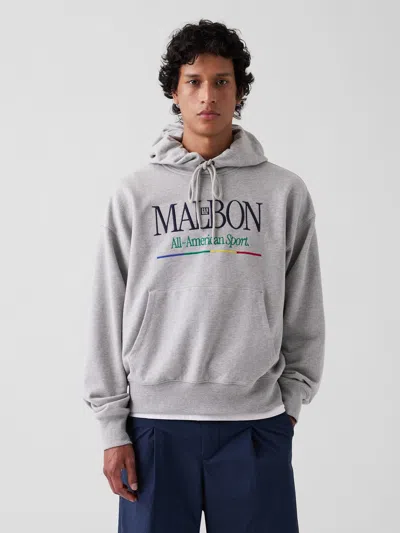 Gap × Malbon Heavyweight Logo Hoodie In Light Grey