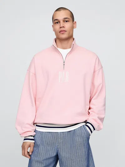 Gap × Malbon Heavyweight Logo Quarter-zip Pullover In Pink