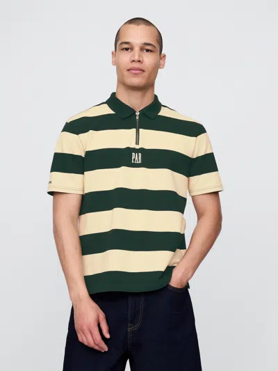 Gap × Malbon Logo Striped Polo Shirt Shirt In Green