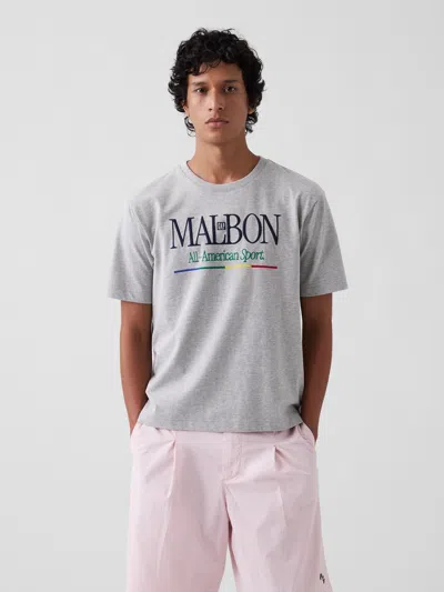 Gap × Malbon Organic Cotton Logo T-shirt In Light Grey
