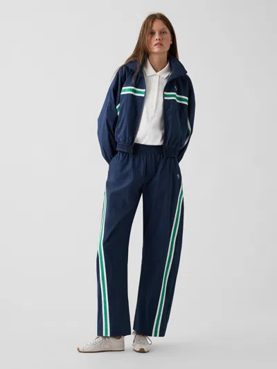 Gap × Malbon Textured Poplin Barrel Track Pants In Vintage Navy