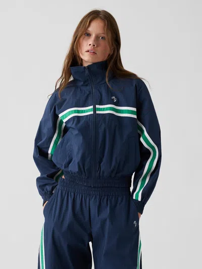 Gap × Malbon Textured Poplin Windbreaker In Vintage Navy